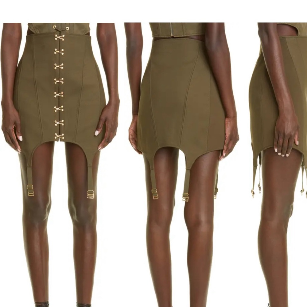 Dion Lee Bonded Corset Moss Mini Skirt with Strap Details